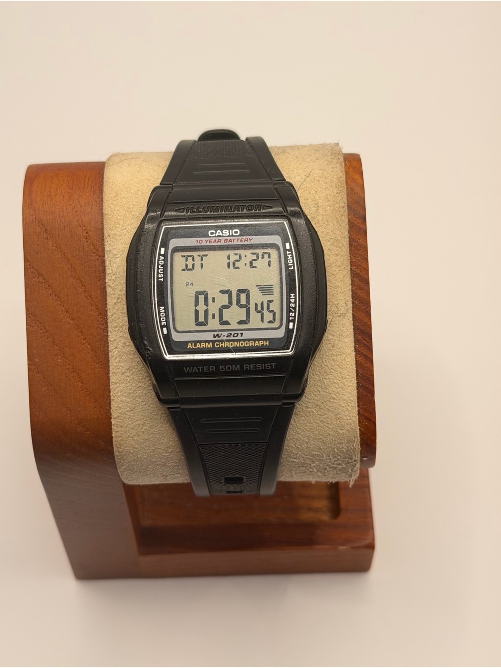Casio 2879 W-201 Unisex 35mm Black Resin Digital Chronograph Illuminator Watch